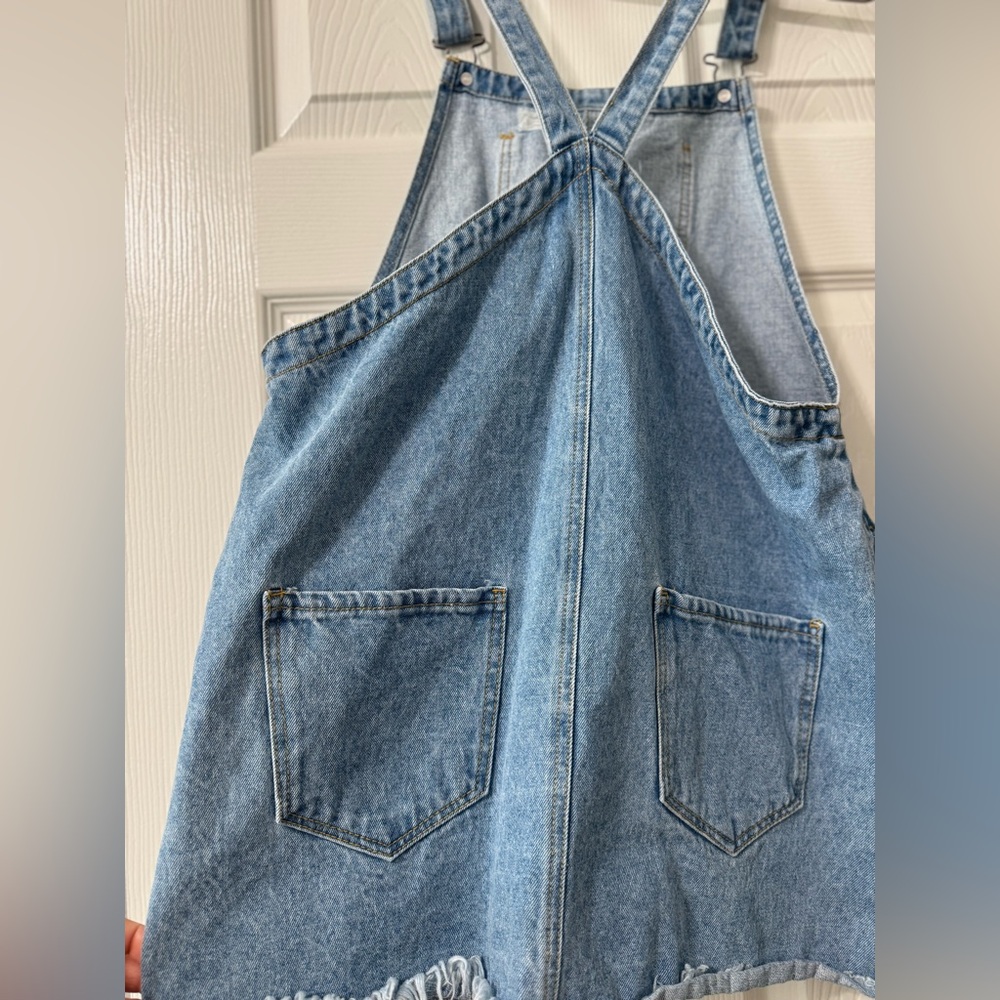CELLO Denim Distressed Overall Dress - Picture 5 of 7